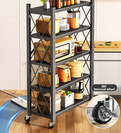Heavy Duty Foldable Metal Organizer Shelves with Wheels